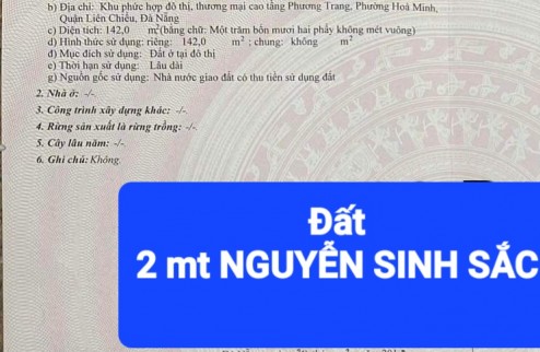 Bán đất 2MT đường Nguyễn Sinh Sắc, Hòa Minh, Liên Chiểu, Đà Nẵng